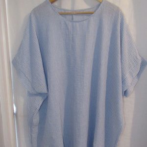 New Ladies Blue Stripe Plus Size Tunic Top One Size fits sizes 20 22 24