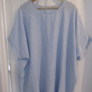 New Ladies Blue Stripe Plus Size Tunic Top One Size fits sizes 20 22 24