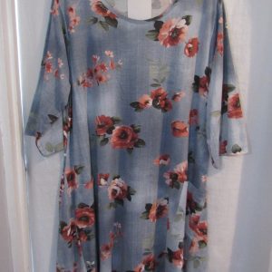New Ladies Lighter Blue Rose Dress One Size fits sizes 18 20 22 24
