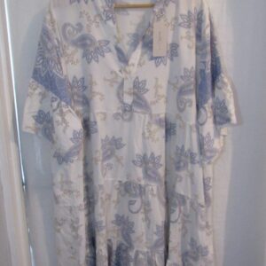 New Ladies Blue Paisley Tiered Dress or Tunic One Size fits sizes 18 20 22