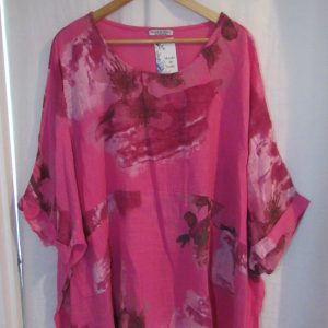 New Cerise Pink Flower Pocket Top Plus Size One Size fits sizes 20 22 24 26