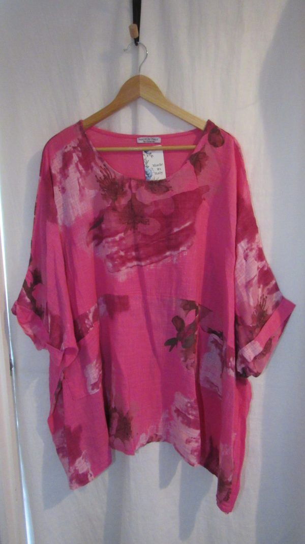 New Cerise Pink Flower Pocket Top Plus Size One Size fits sizes 20 22 24 26 - Image 4