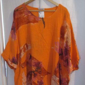 SALE SALE SALE New Orange Flower Pocket Top Plus Size One Size fits sizes 20 22 24 26 NON RETURNABLE