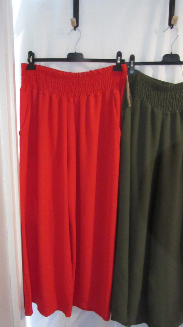 Bundle deal 1 x Khaki and 1 x Red palazzo Trousers One Size fits 18 20 22 For £20 - Image 3