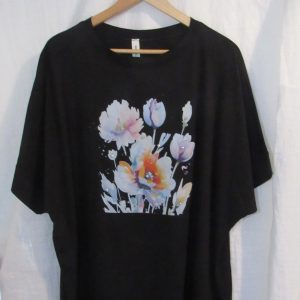 SALE SALE SALE New Black White Flower Round Neck T-shirt One Size fit sizes 16 18 20 22 NON RETURNABLE