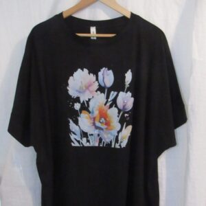 SALE SALE SALE New Black White Flower Round Neck T-shirt One Size fit sizes 16 18 20 22 NON RETURNABLE