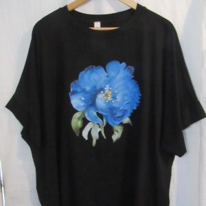 SALE SALE SALE New Black Blue Flower Round Neck T-shirt One Size fit sizes 16 18 20 22 NON RETURNABLE