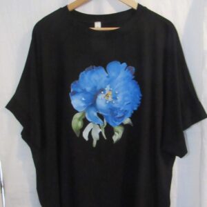 SALE SALE SALE New Black Blue Flower Round Neck T-shirt One Size fit sizes 16 18 20 22 NON RETURNABLE