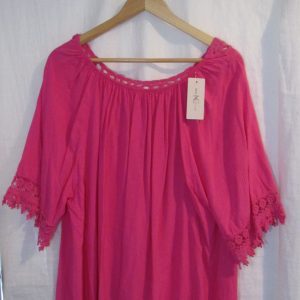 New Cerise Pink Lacy Back Top One Size fits sizes 16 18 20 22