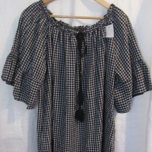 New Ladies Black Gingham Top One Size fits sizes 18 20 22