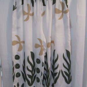 New Ladies Cream with Green Print Palazzo Wide Leg Trousers One size fits sizes 18 20 22