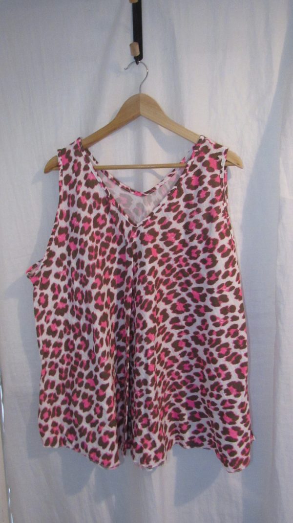 SALE SALE SALE New Ladies Neon Pink Brown Animal Print Sleeveless Swing Top One Size fits sizes 16 18 20 22 NON RETURNABLE