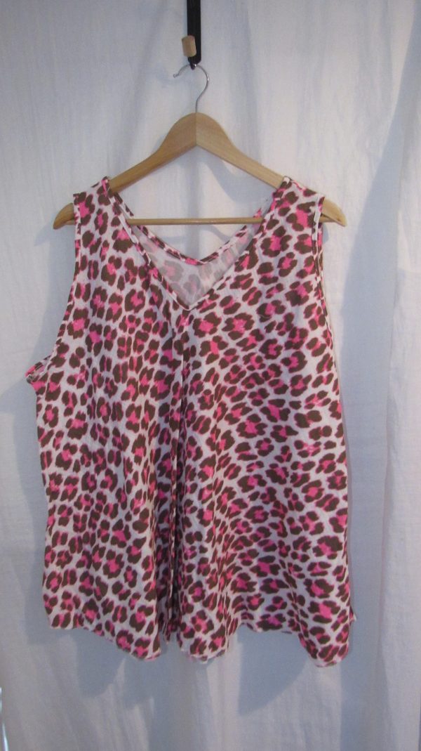SALE SALE SALE New Ladies Neon Pink Brown Animal Print Sleeveless Swing Top One Size fits sizes 16 18 20 22 NON RETURNABLE - Image 2