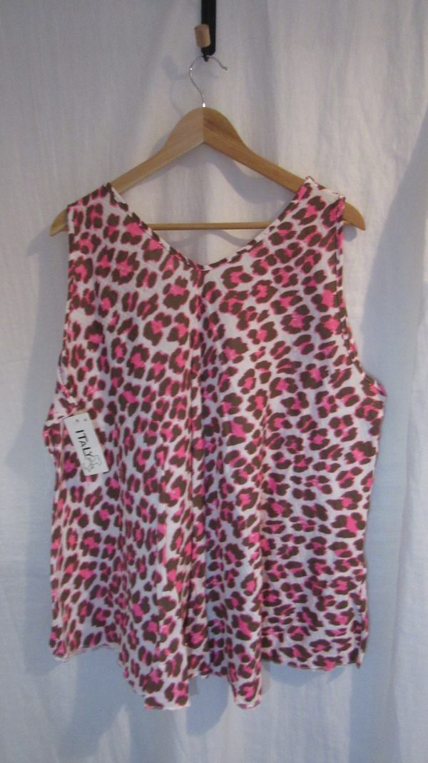 SALE SALE SALE New Ladies Neon Pink Brown Animal Print Sleeveless Swing Top One Size fits sizes 16 18 20 22 NON RETURNABLE - Image 5