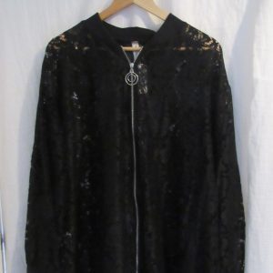 New Ladies Black Lacy Plus Size Bomber Jacket One Size fits sizes 16 18 20 22