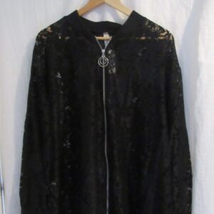 New Ladies Black Lacy Plus Size Bomber Jacket One Size fits sizes 16 18 20 22