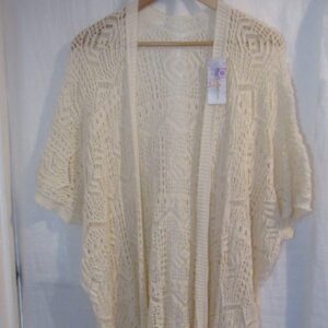 New Ladies Beige Lacy Open Cardigan One Size fits sizes 18 20 22