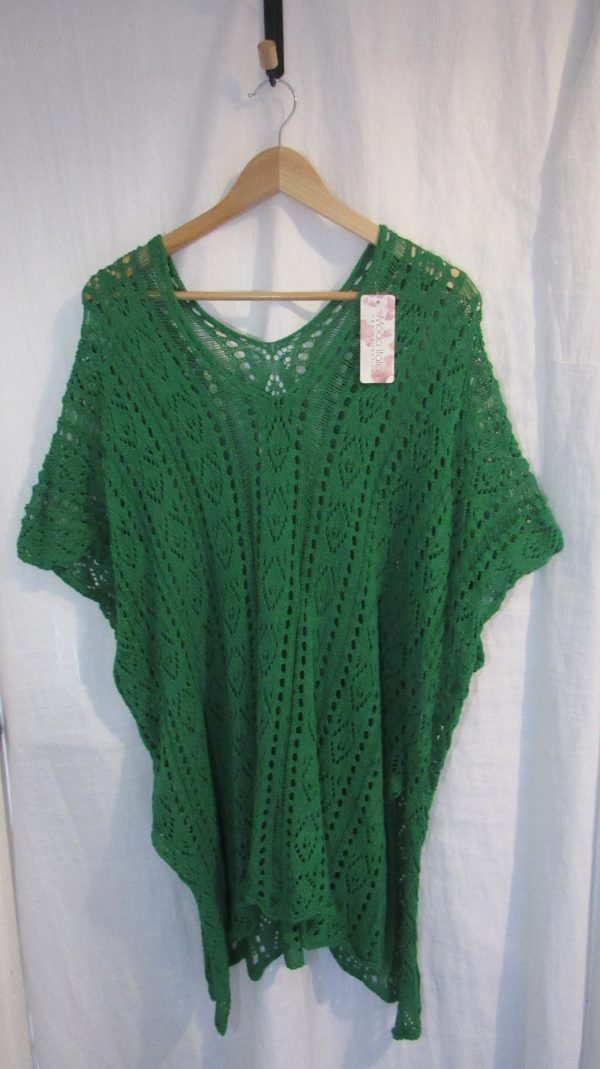 New Ladies Emerald Green Lacy Tunic Top One Size fits sizes 18 20 22 - Image 2