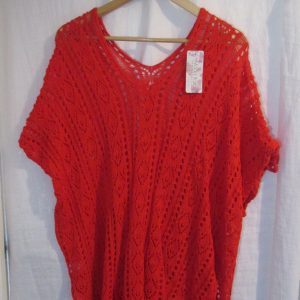 New Ladies Red Lacy Tunic Top One Size fits sizes 18 20 22