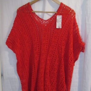 New Ladies Red Lacy Tunic Top One Size fits sizes 18 20 22