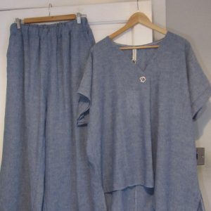 New Ladies Denim Blue Plus Size 2 Piece Set One Size fits sizes 18 20 22
