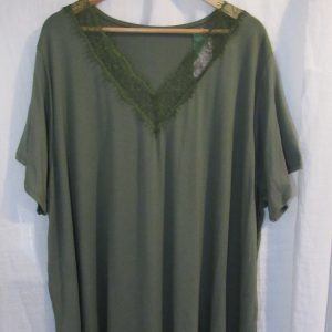 New Ladies Khaki V Neck Lacy Tunic Top One Size fits sizes 18 20 22