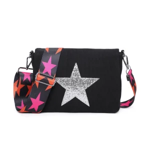 New Ladies Black Cross Body Star Bag