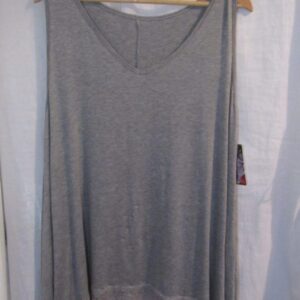 New Ladies Lacy Bottom Grey Longer Length Top V Neck One Size fits sizes 18 20 22