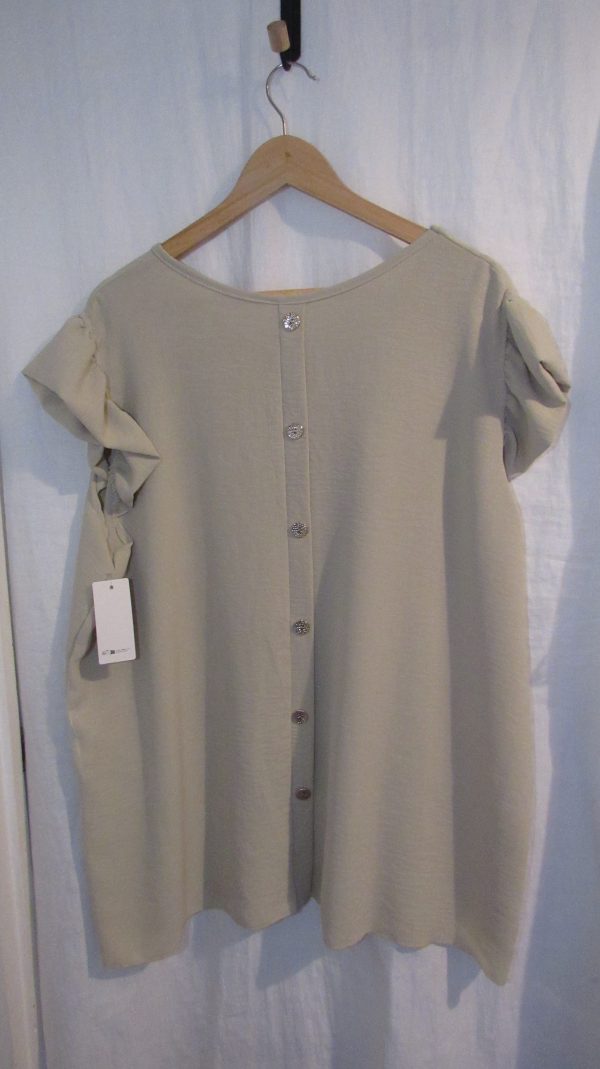 New Ladies Beige Fake Button down the back Tunic Top One Size fits sizes 16 18 20 22 - Image 4