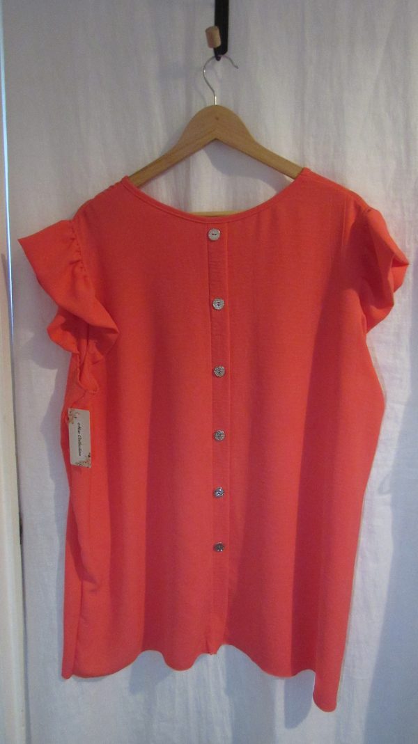 New Ladies Coral Fake Button down the back Tunic Top One Size fits sizes 16 18 20 22 - Image 4