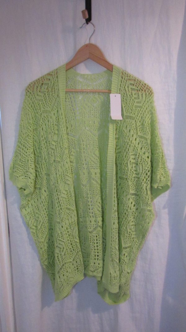 New Ladies Lime Lacy Open Cardigan One Size fits sizes 18 20 22