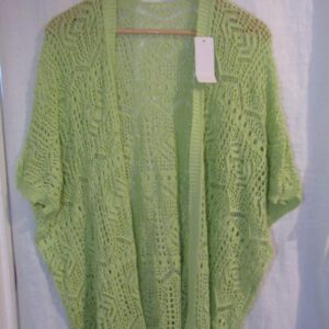 New Ladies Lime Lacy Open Cardigan One Size fits sizes 18 20 22