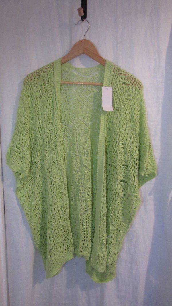 New Ladies Lime Lacy Open Cardigan One Size fits sizes 18 20 22 - Image 2