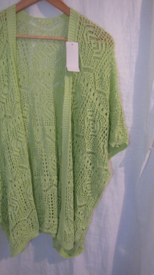 New Ladies Lime Lacy Open Cardigan One Size fits sizes 18 20 22 - Image 3