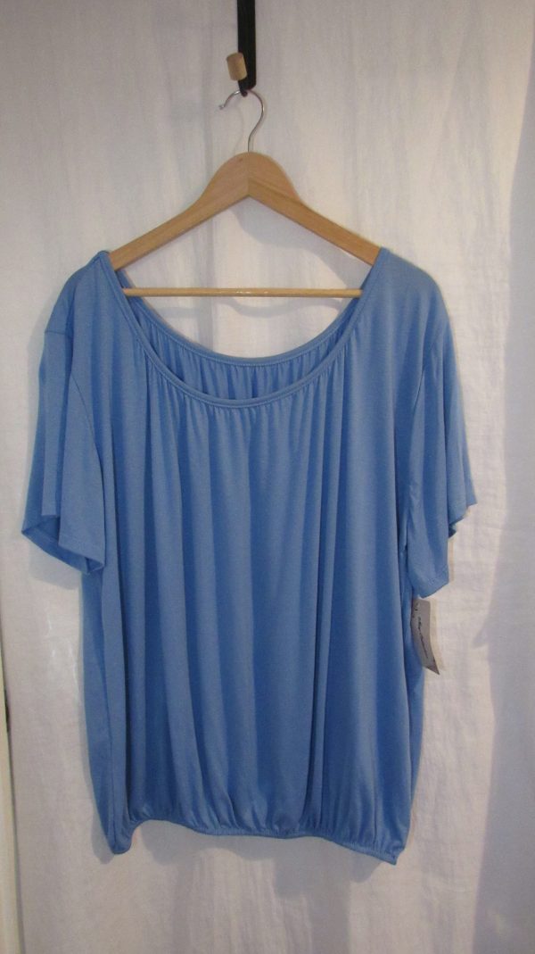 New Ladies Blue Elasticated Bottom Top One size fits sizes 16 18 20 22 Plus Size - Image 2