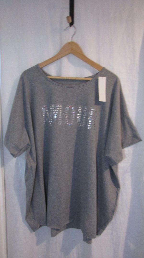 New Ladies Grey Amour t-shirt One size fits sizes 18 20 22