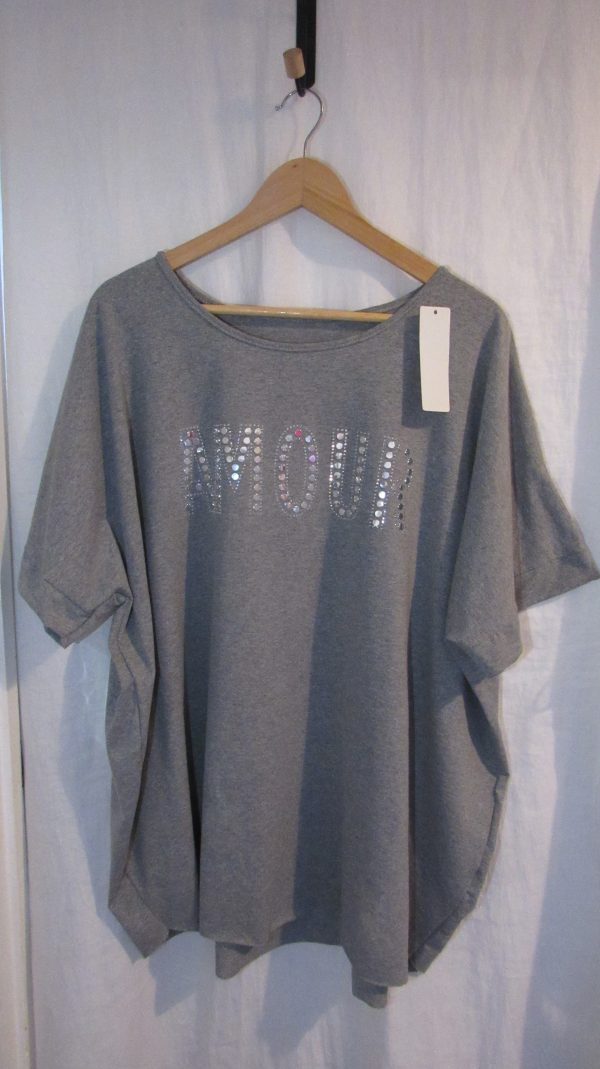 New Ladies Grey Amour t-shirt One size fits sizes 18 20 22 - Image 2