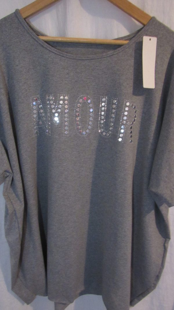New Ladies Grey Amour t-shirt One size fits sizes 18 20 22 - Image 3