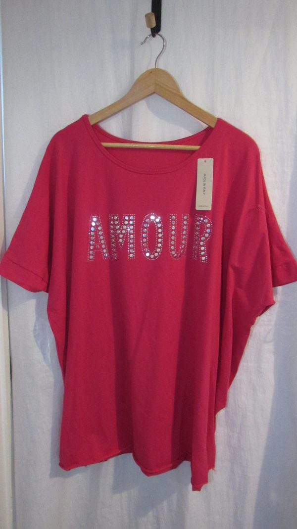 New Ladies Cerise Pink Amour t-shirt One size fits sizes 18 20 22 - Image 2