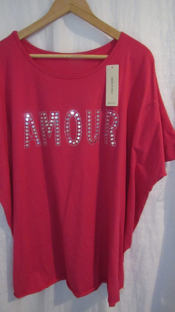 New Ladies Cerise Pink Amour t-shirt One size fits sizes 18 20 22 - Image 3