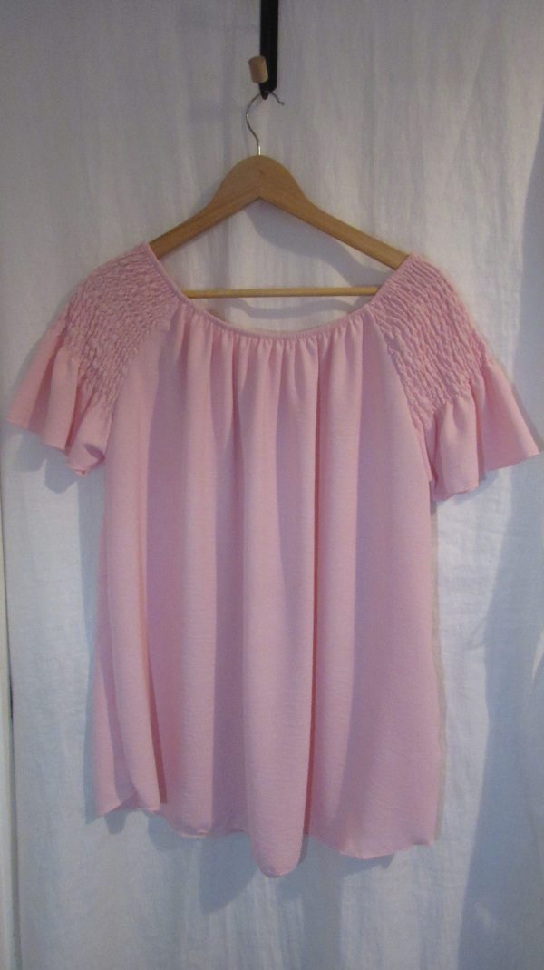 New Ladies Pale Pink Ruffle Sleeve Top One Size fits sizes 16 18 20 22 - Image 4