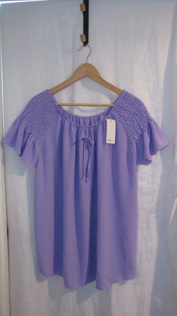 New Ladies Lilac Ruffle Sleeve Top One Size fits sizes 16 18 20 22