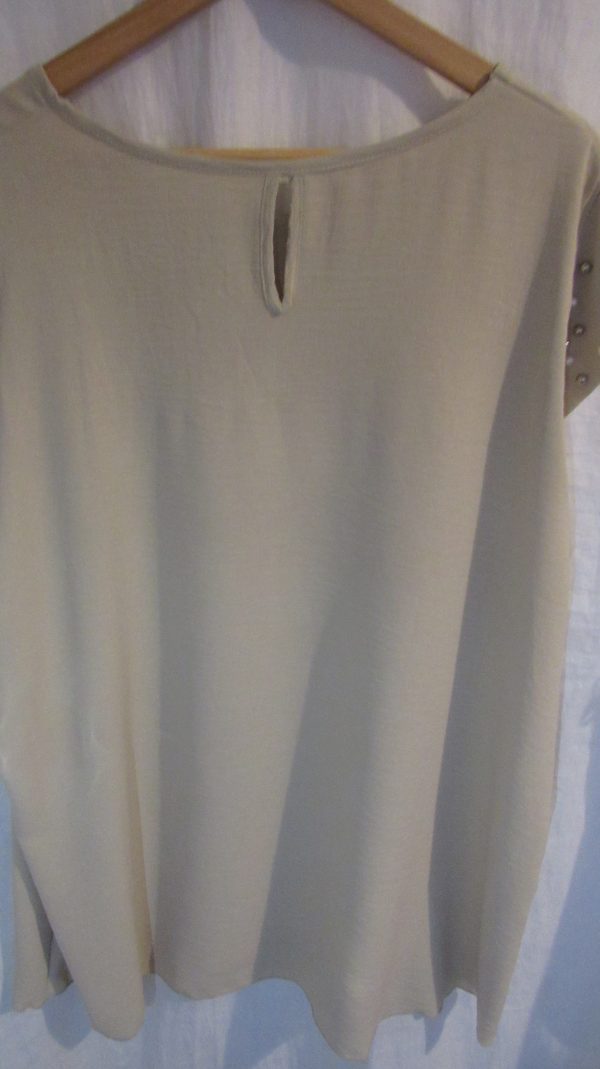 New Ladies Beige Pearls on the sleeves Tunic Top One Size fits sizes 16 18 20 22 - Image 5