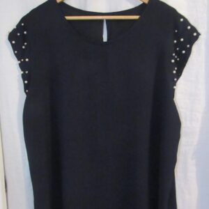 New Ladies Navy Blue Pearls on the sleeves Tunic Top One Size fits sizes 16 18 20 22