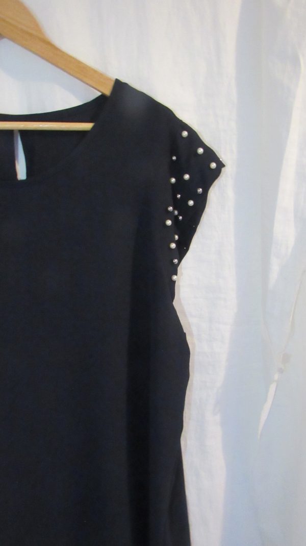 New Ladies Navy Blue Pearls on the sleeves Tunic Top One Size fits sizes 16 18 20 22 - Image 3