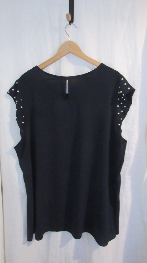 New Ladies Navy Blue Pearls on the sleeves Tunic Top One Size fits sizes 16 18 20 22 - Image 4