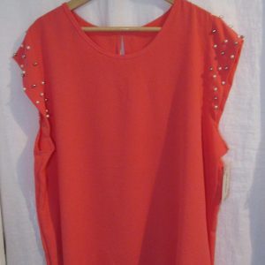 New Ladies Coral Pearls on the sleeves Tunic Top One Size fits sizes 16 18 20 22