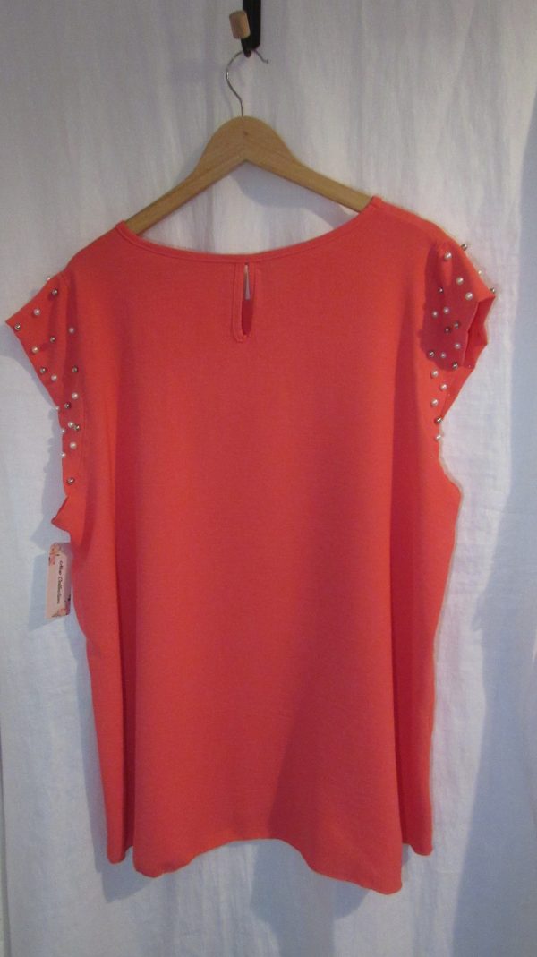 New Ladies Coral Pearls on the sleeves Tunic Top One Size fits sizes 16 18 20 22 - Image 4