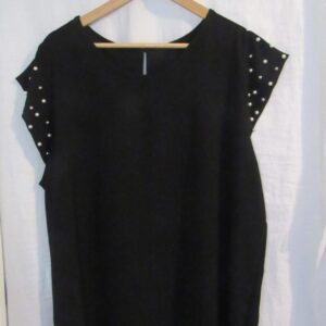 New Ladies Black Pearls on the sleeves Tunic Top One Size fits sizes 16 18 20 22