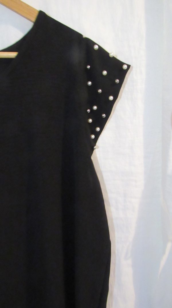 New Ladies Black Pearls on the sleeves Tunic Top One Size fits sizes 16 18 20 22 - Image 3